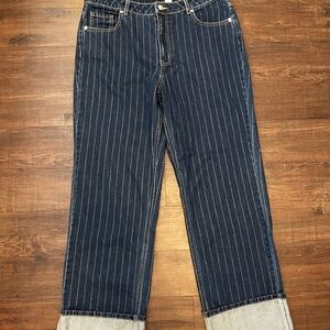 H&M Divided Women’s Wide Ultra High Fold Over Cuff Jeans Size 14 NEW